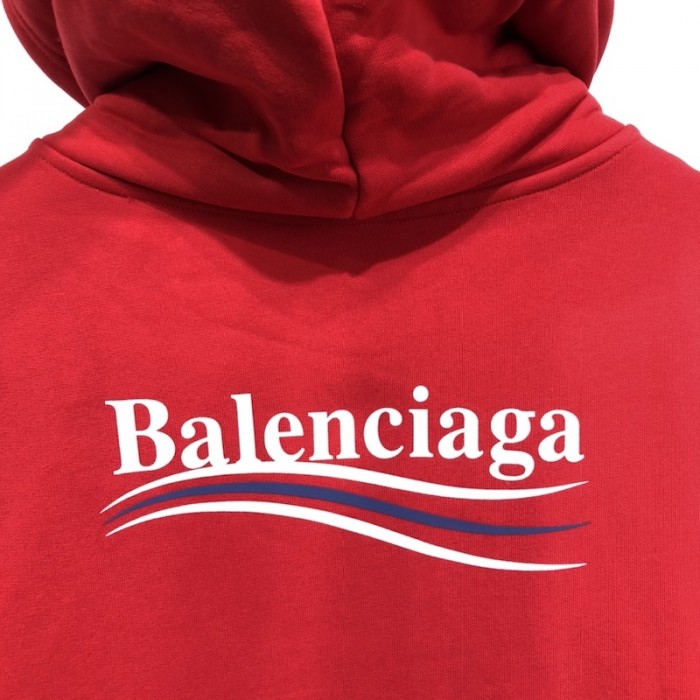 Ba*len*cia*ga political campaign hoodie in red cotton fleece