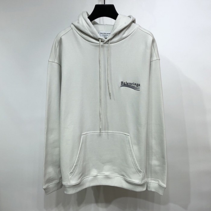 Ba*len*cia*ga political campaign hoodie in white cotton fleece
