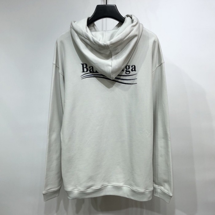 Ba*len*cia*ga political campaign hoodie in white cotton fleece