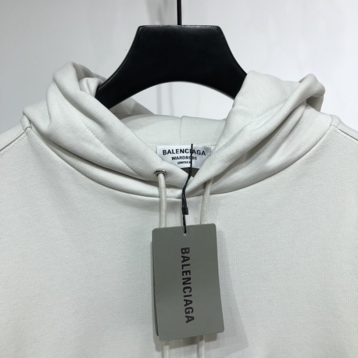 Ba*len*cia*ga political campaign hoodie in white cotton fleece
