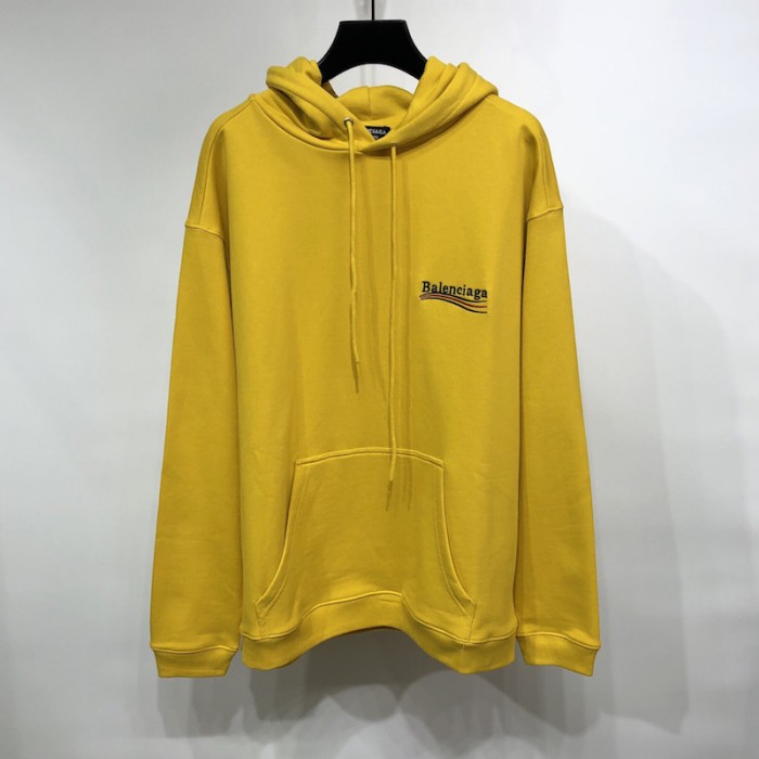 Ba*len*cia*ga political campaign hoodie in yellow cotton fleece