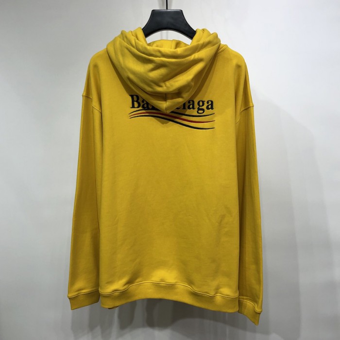 Ba*len*cia*ga political campaign hoodie in yellow cotton fleece