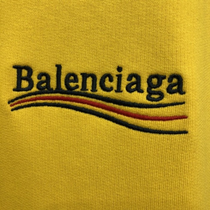 Ba*len*cia*ga political campaign hoodie in yellow cotton fleece