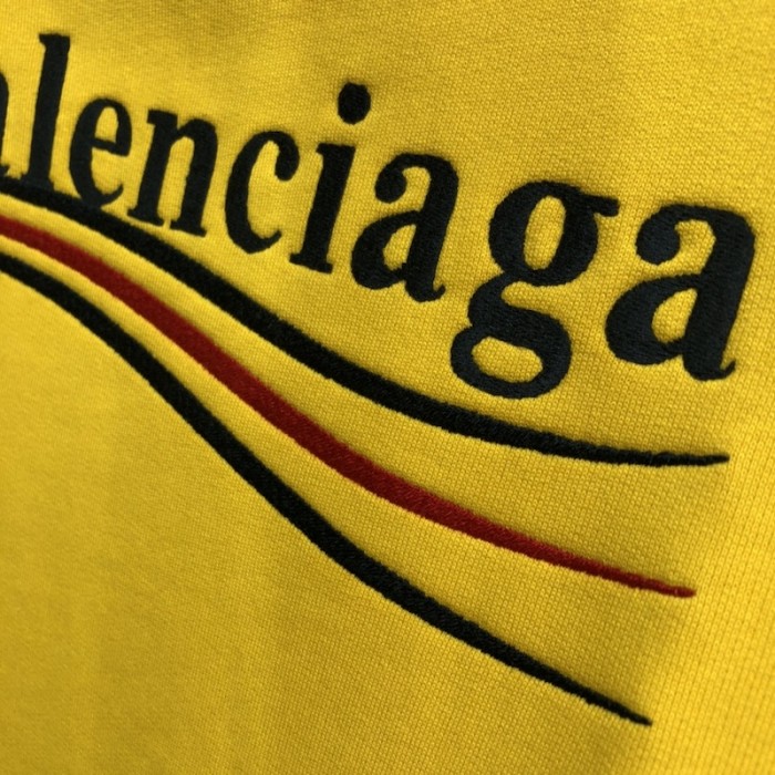 Ba*len*cia*ga political campaign hoodie in yellow cotton fleece