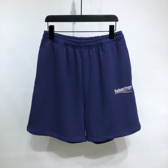 Ba*len*cia*ga men''s political campaign sweat shorts in blue