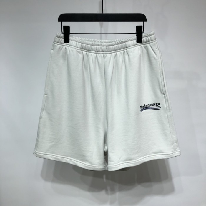 Ba*len*cia*ga men''s political campaign sweat shorts in white