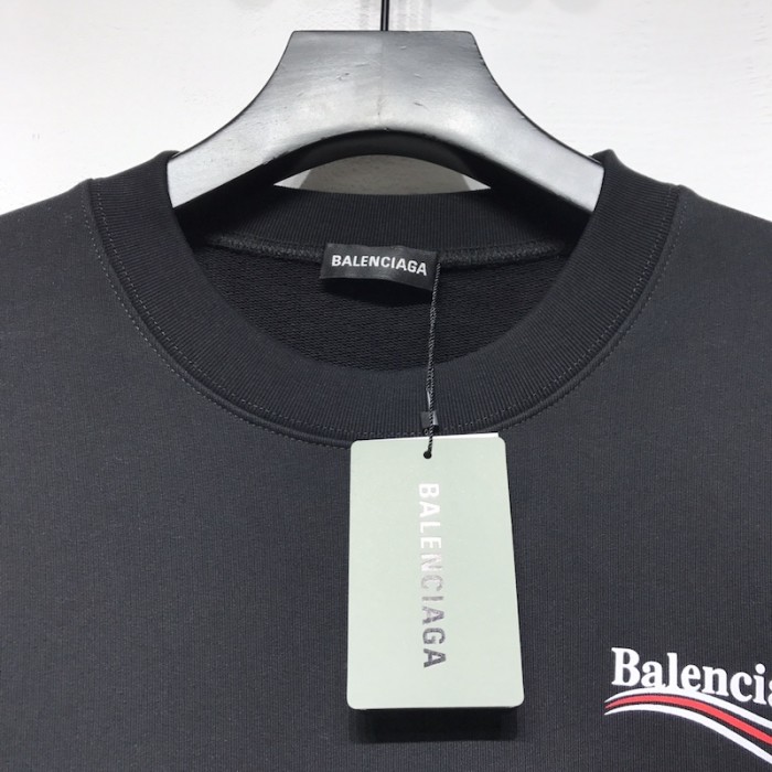 Ba*len*cia*ga political campaign sweatershirt in black cotton fleece