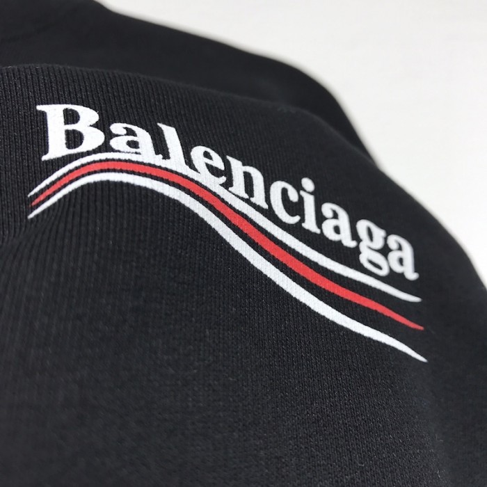 Ba*len*cia*ga political campaign sweatershirt in black cotton fleece
