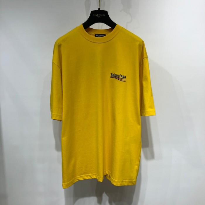 Ba*len*cia*ga regular political campaign t-shirt in yellow jersey