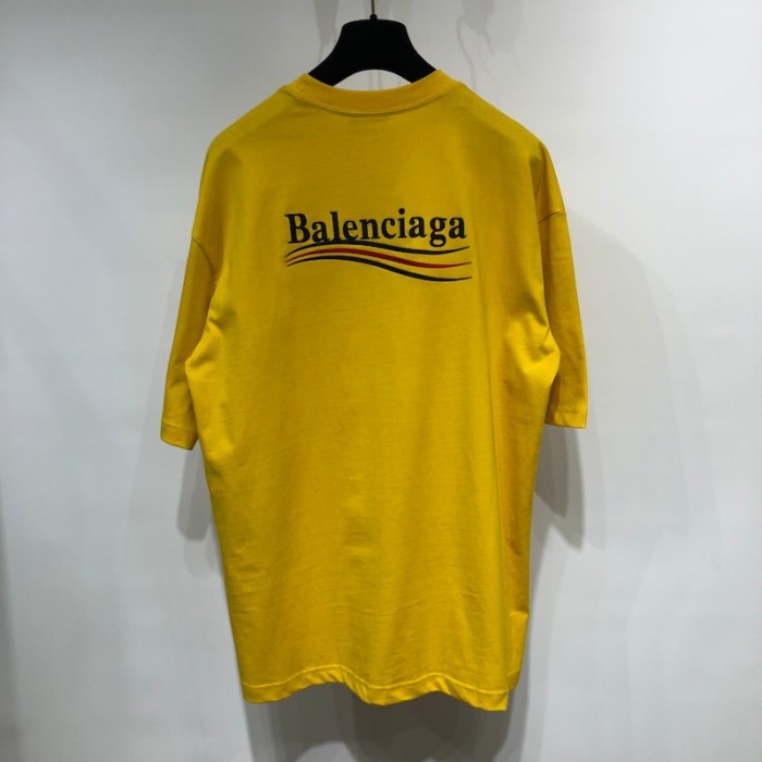 Ba*len*cia*ga regular political campaign t-shirt in yellow jersey