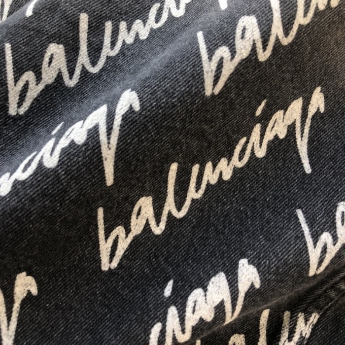 Ba*len*cia*ga allover logo oversized jacket in black denim
