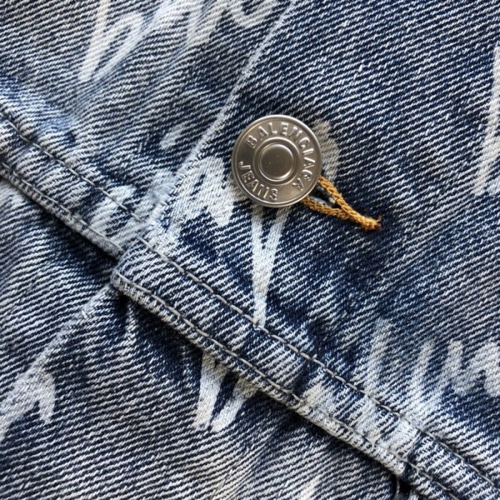 Ba*len*cia*ga allover logo oversized jacket in blue denim