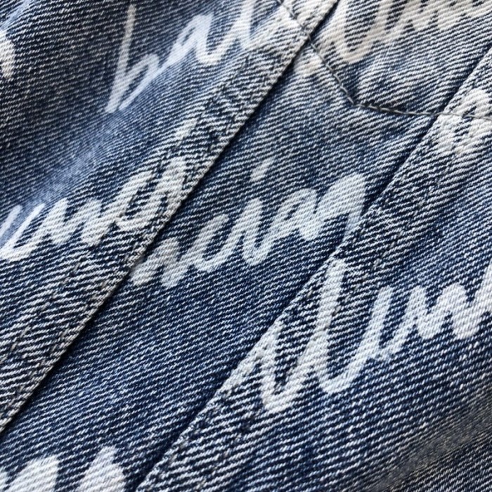 Ba*len*cia*ga allover logo oversized jacket in blue denim