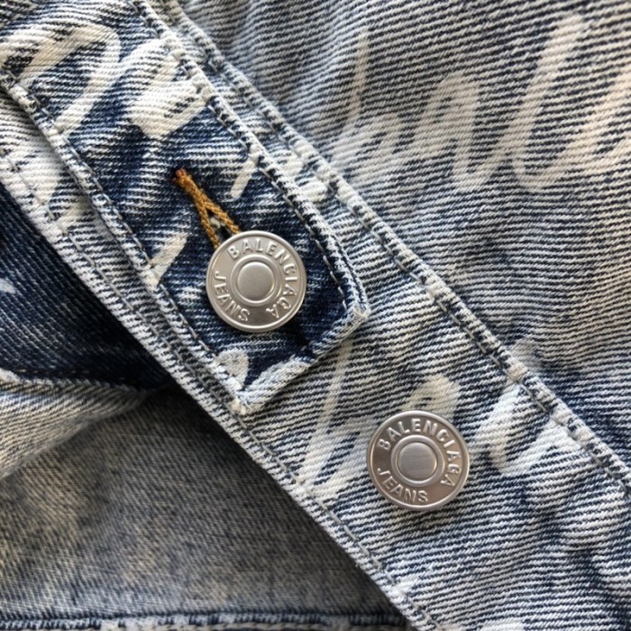 Ba*len*cia*ga allover logo oversized jacket in blue denim