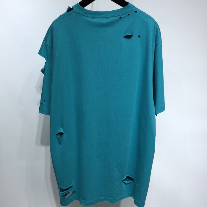 Ba*len*cia*ga caps destroyed flatground t-shirt turquoise blue