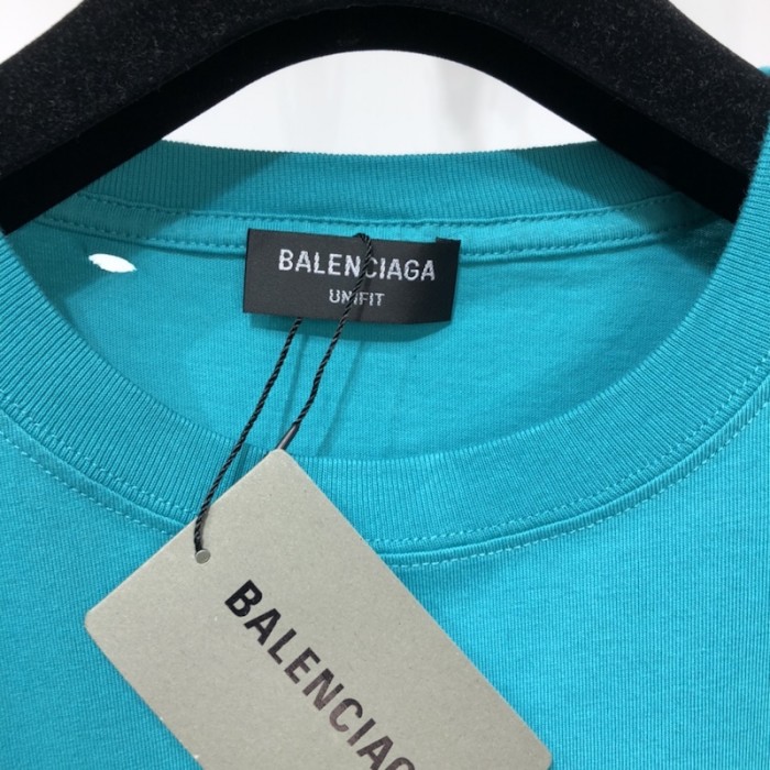 Ba*len*cia*ga caps destroyed flatground t-shirt turquoise blue