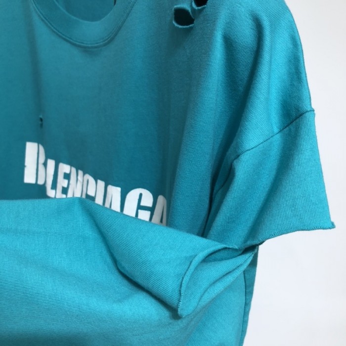 Ba*len*cia*ga caps destroyed flatground t-shirt turquoise blue