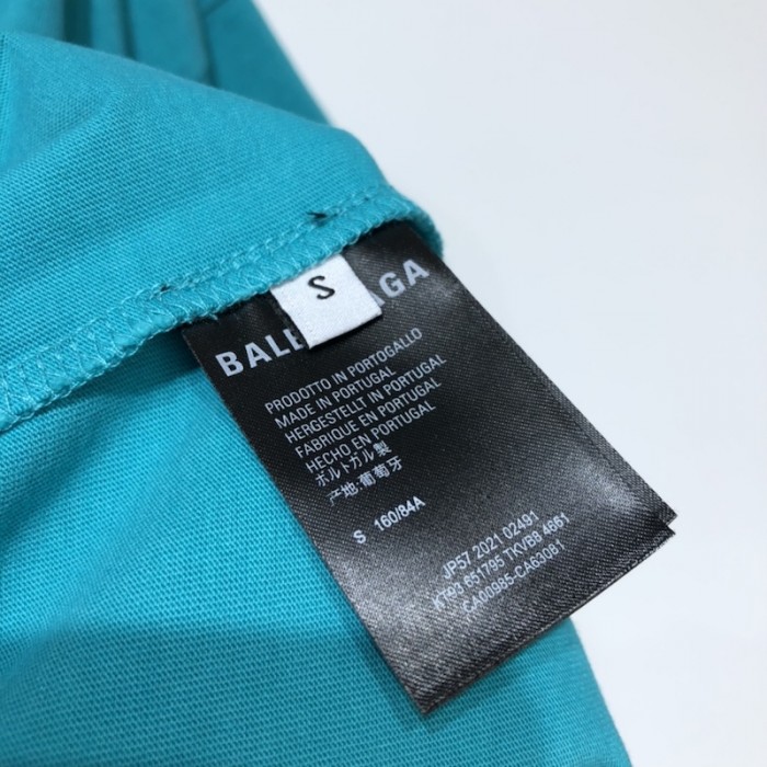 Ba*len*cia*ga caps destroyed flatground t-shirt turquoise blue