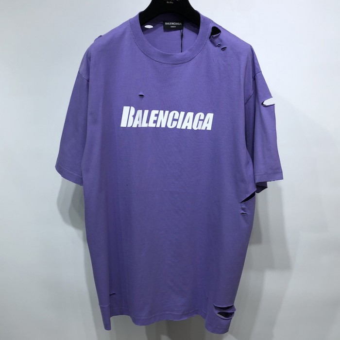 Ba*len*cia*ga caps destroyed flatground t-shirt purple