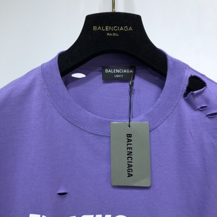 Ba*len*cia*ga caps destroyed flatground t-shirt purple
