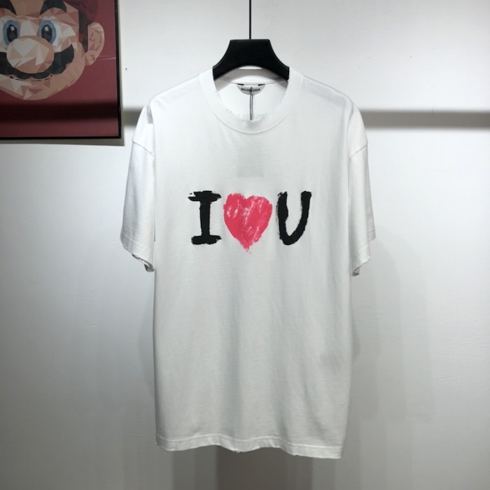 Ba*len*cia*ga i love u medium fit t shirt white