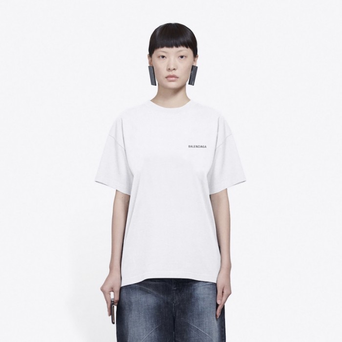 Ba*len*cia*ga logo medium fit t-shirt in white