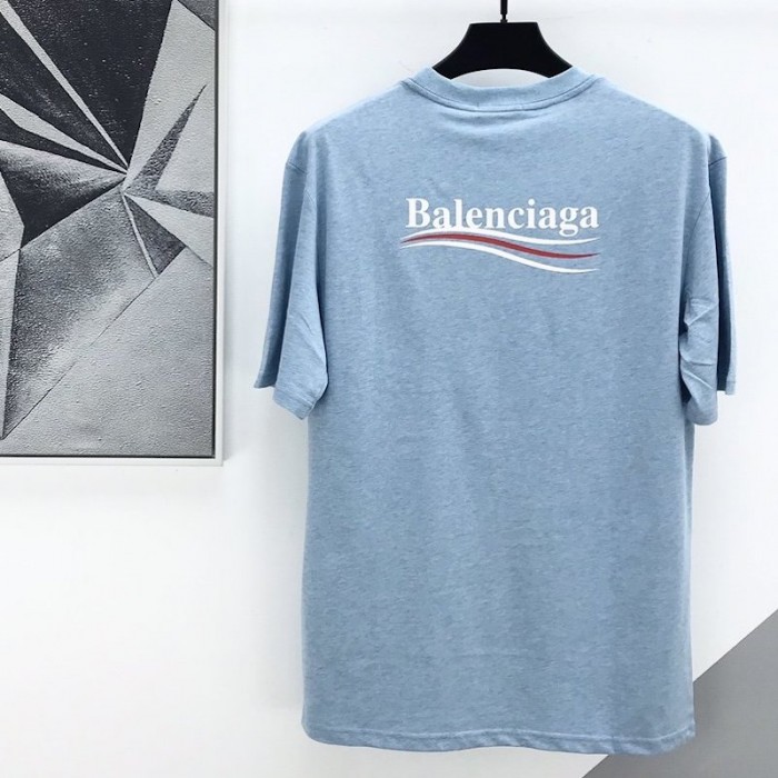 Ba*len*cia*ga logo printed short sleeves t-shirt blue