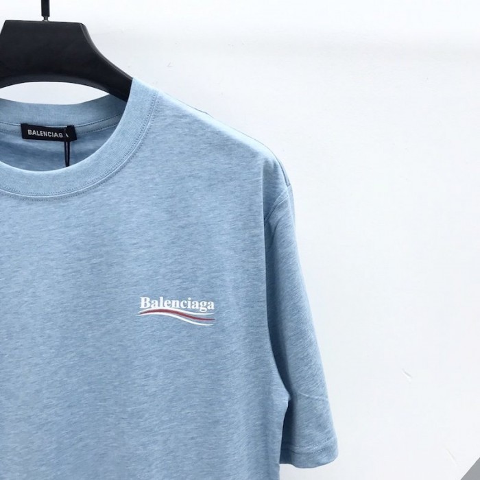 Ba*len*cia*ga logo printed short sleeves t-shirt blue