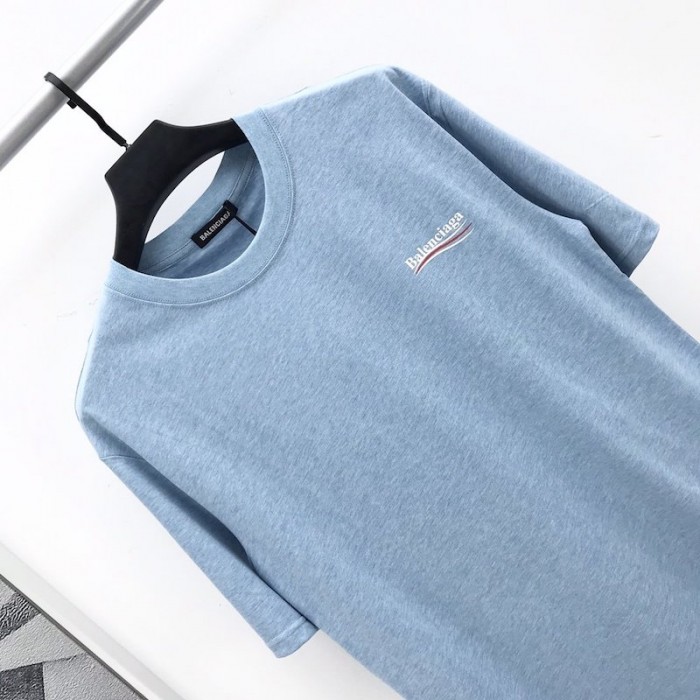Ba*len*cia*ga logo printed short sleeves t-shirt blue