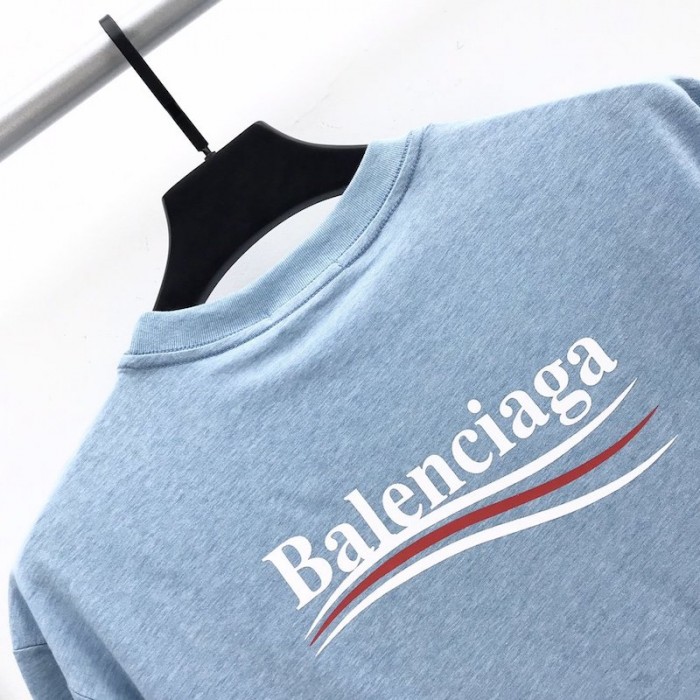 Ba*len*cia*ga logo printed short sleeves t-shirt blue