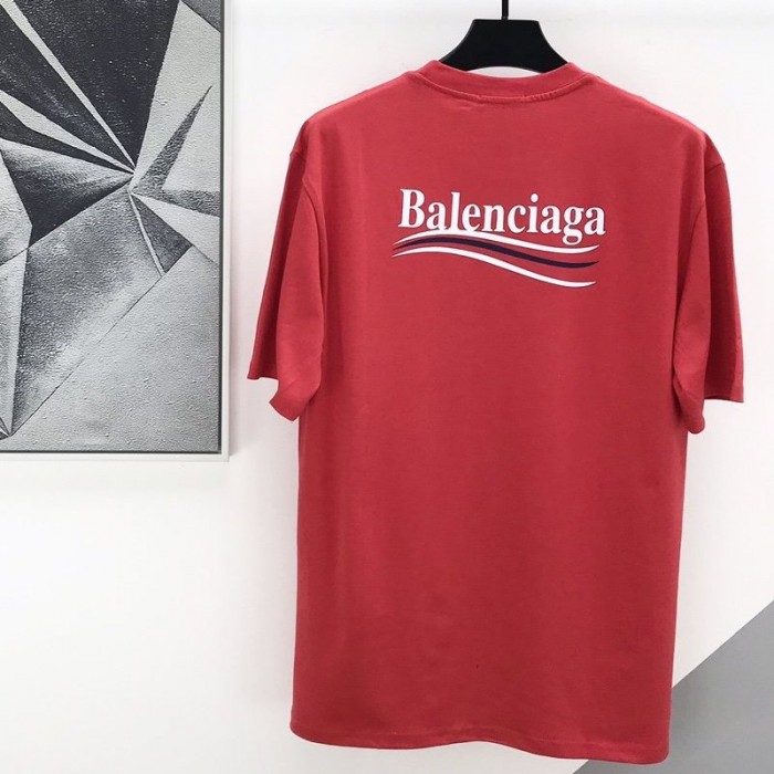 Ba*len*cia*ga logo printed short sleeves t-shirt red
