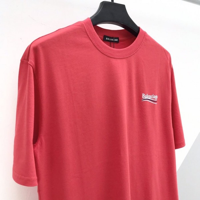Ba*len*cia*ga logo printed short sleeves t-shirt red