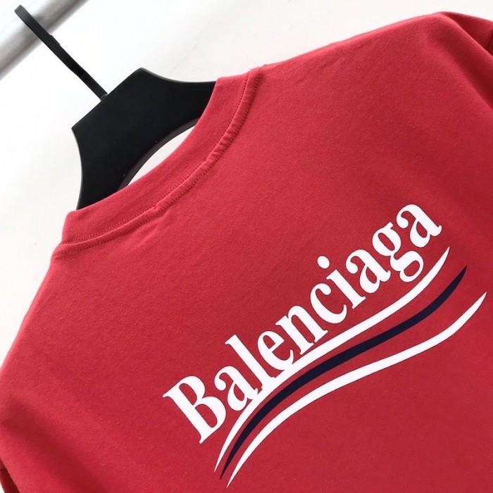 Ba*len*cia*ga logo printed short sleeves t-shirt red