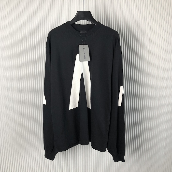 Ba*len*cia*ga music archive series connected long sleeve t-shirt oversized in black