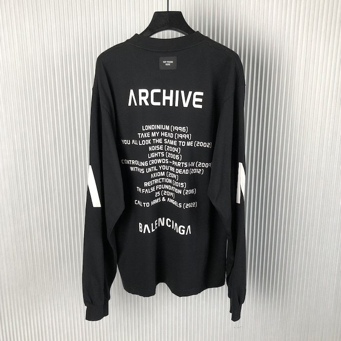 Ba*len*cia*ga music archive series connected long sleeve t-shirt oversized in black