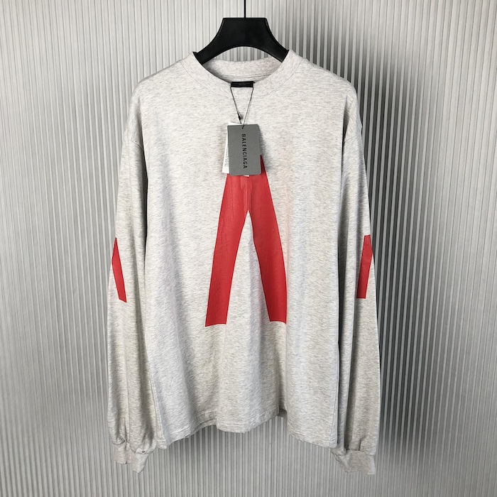 Ba*len*cia*ga music archive series connected long sleeve t-shirt oversized in grey