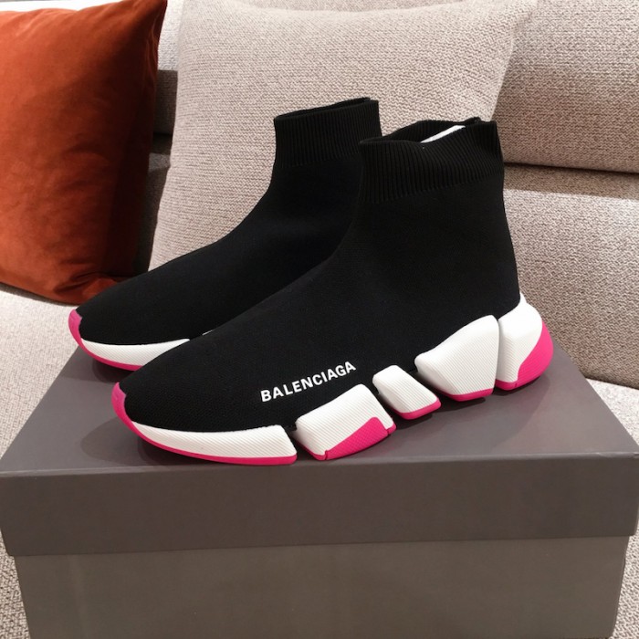 Ba*len*cia*ga speed clear sole sneakers black / rose