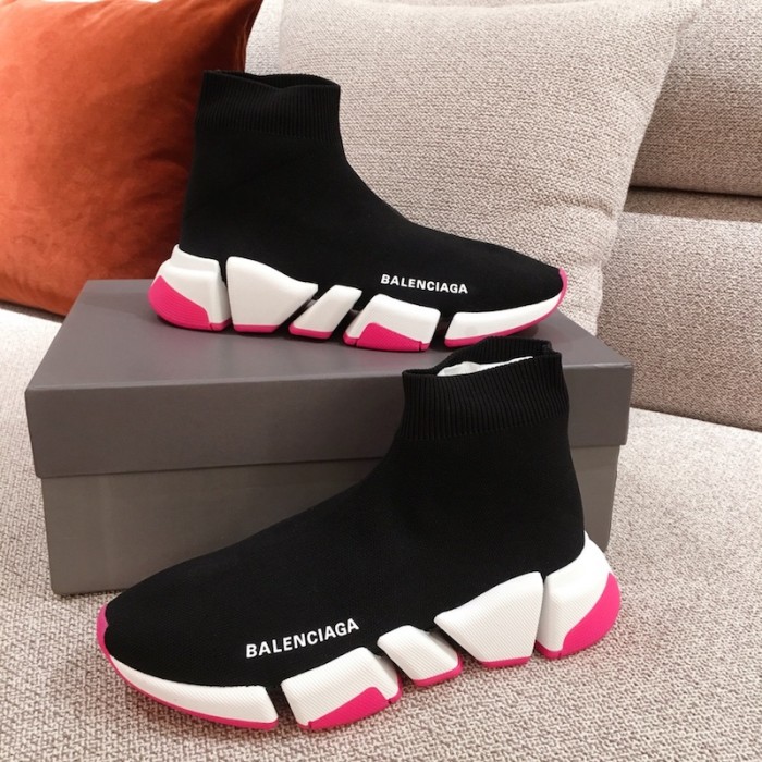 Ba*len*cia*ga speed clear sole sneakers black / rose