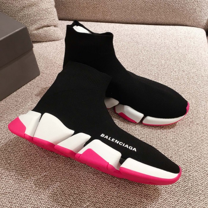 Ba*len*cia*ga speed clear sole sneakers black / rose