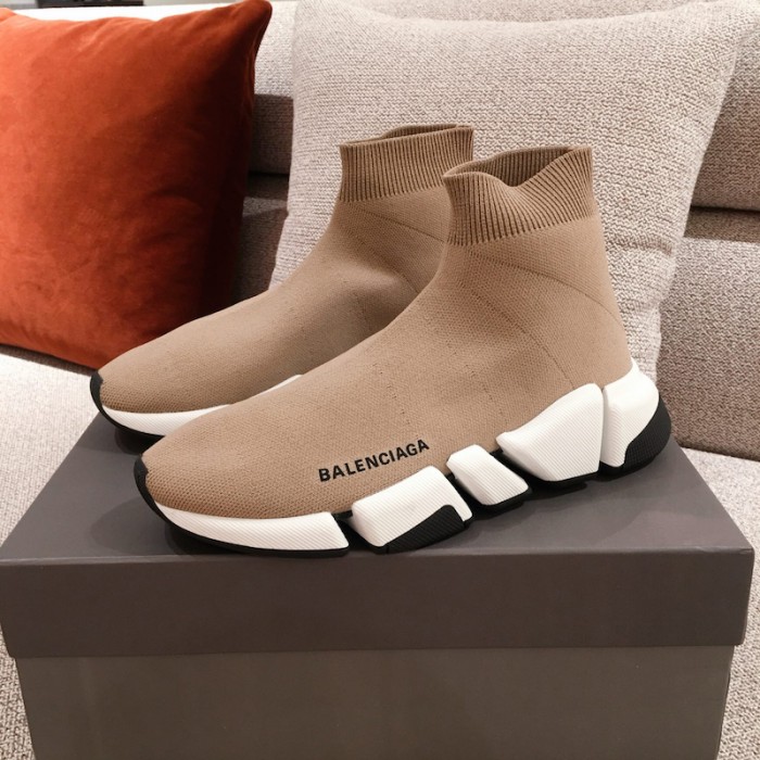 Ba*len*cia*ga speed clear sole sneakers sand color