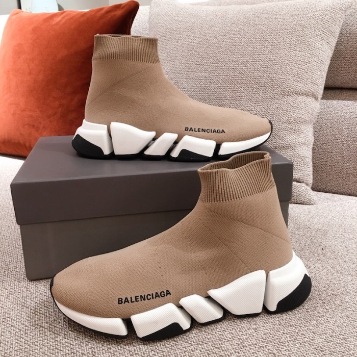Ba*len*cia*ga speed clear sole sneakers sand color