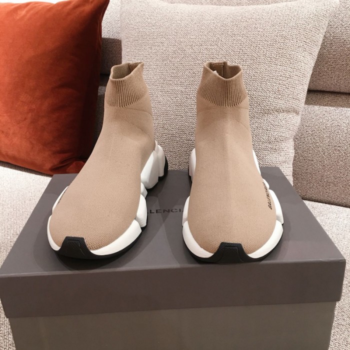 Ba*len*cia*ga speed clear sole sneakers sand color