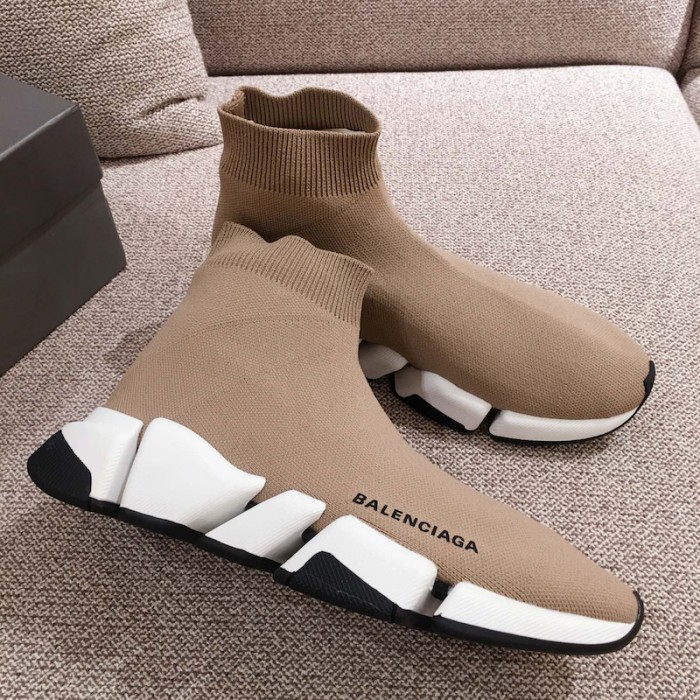 Ba*len*cia*ga speed clear sole sneakers sand color