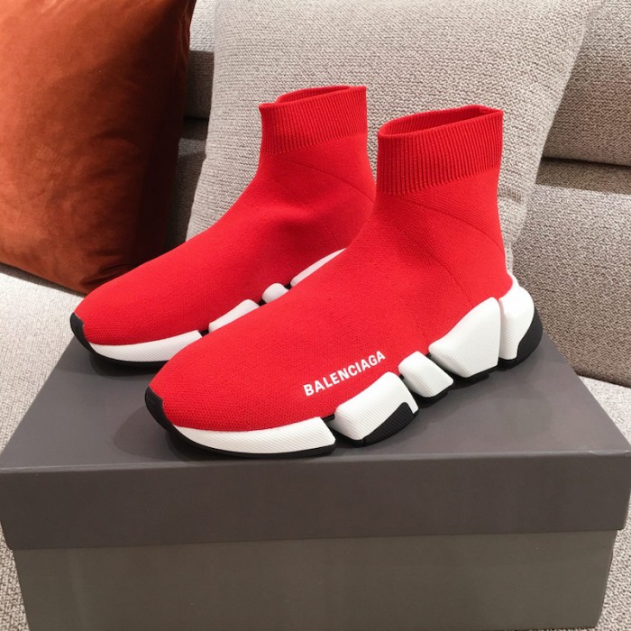Ba*len*cia*ga speed clear sole sneakers red