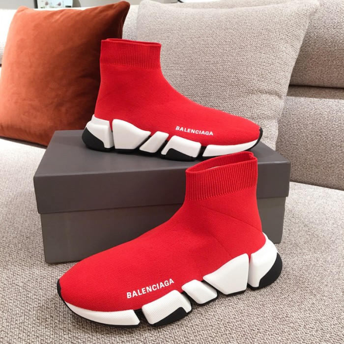 Ba*len*cia*ga speed clear sole sneakers red