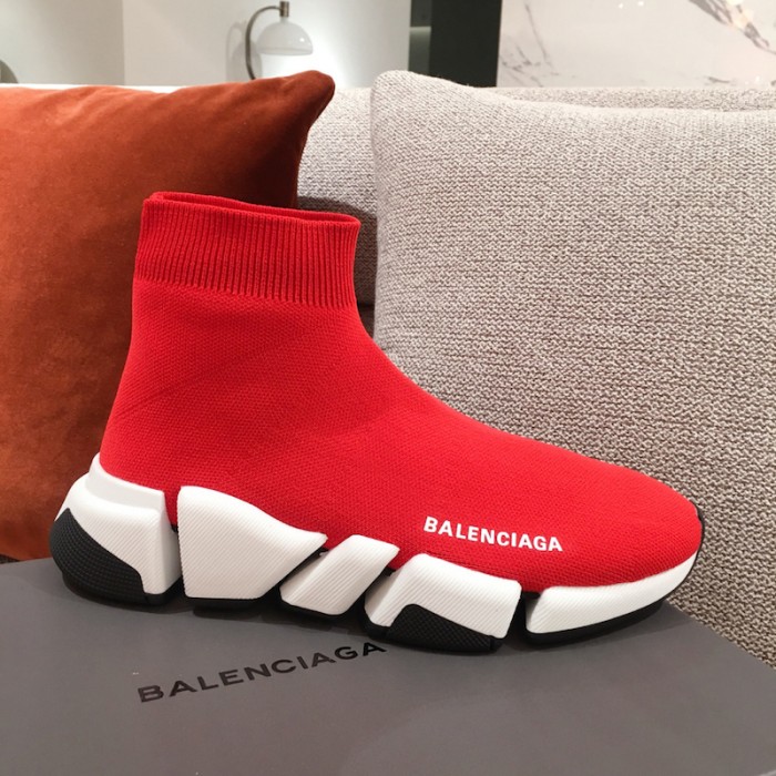 Ba*len*cia*ga speed clear sole sneakers red