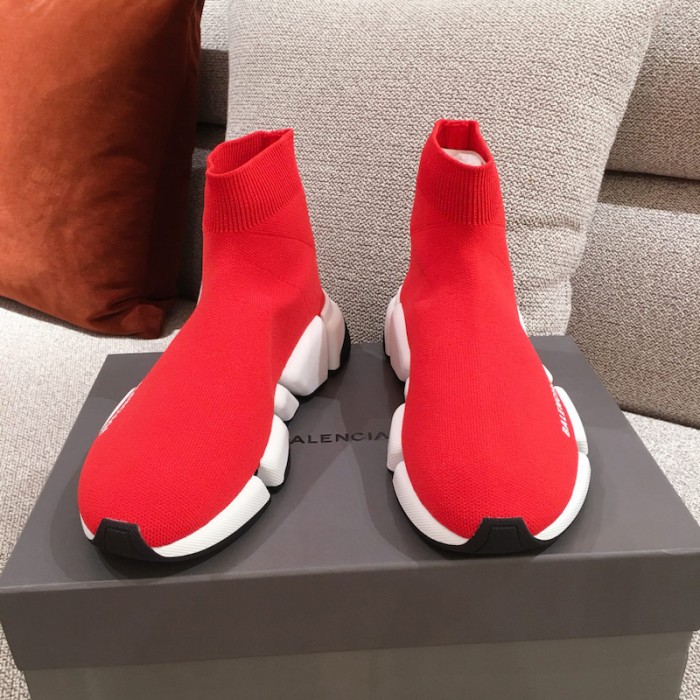 Ba*len*cia*ga speed clear sole sneakers red