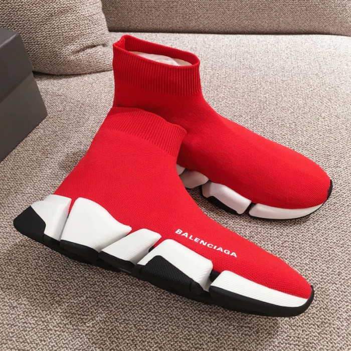 Ba*len*cia*ga speed clear sole sneakers red