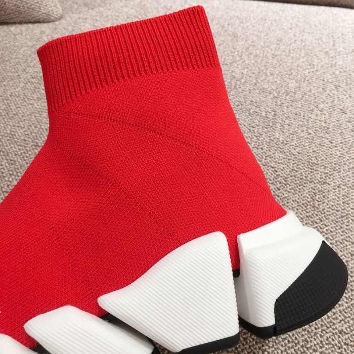 Ba*len*cia*ga speed clear sole sneakers red