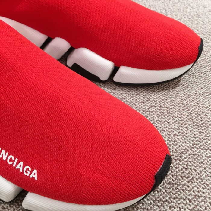 Ba*len*cia*ga speed clear sole sneakers red